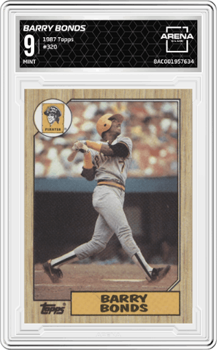 Barry Bonds from the 1987 Topps set graded by Arena Club and given an overall grade of 9.