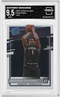 Anthony Edwards from the 2020-21 Panini Donruss Optic set graded by Arena Club and given an overall grade of 9.5.