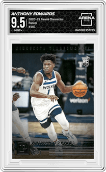 Anthony Edwards from the 2020-21 Panini Chronicles set graded by Arena Club and given an overall grade of 9.5.