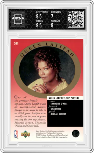 Michael Jordan from the 1995-96 Upper Deck  set graded by Arena Club and given an overall grade of 7.5.