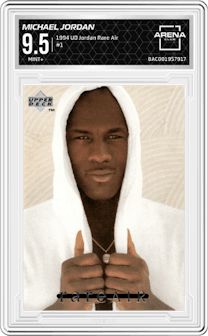 Michael Jordan from the 1994 Upper Deck Jordan Rare Air set graded by Arena Club and given an overall grade of 9.5.