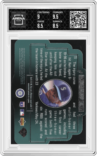 Ken Griffey Jr. from the 1996 Upper Deck SPx set graded by Arena Club and given an overall grade of 9.