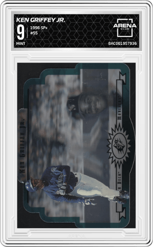Ken Griffey Jr. from the 1996 Upper Deck SPx set graded by Arena Club and given an overall grade of 9.