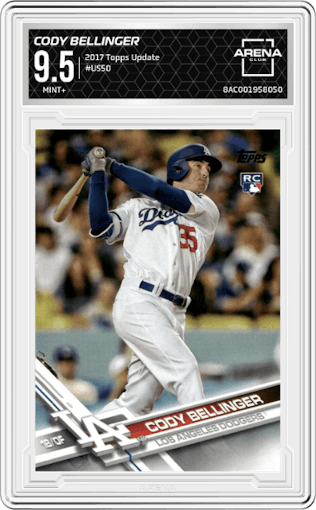 Cody Bellinger from the 2017 Topps Update set graded by Arena Club and given an overall grade of 9.5.