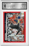 Tim Howard from the 2014 Panini Prizm World Cup set featuring a Red Prizm parallel graded by Arena Club and given an overall grade of 10.
