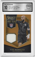 Tim Howard from the 2015-16 Panini Select set featuring a Orange parallel graded by Arena Club and given an overall grade of 10.