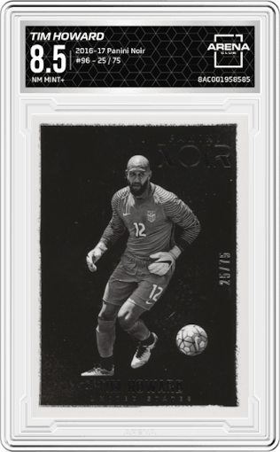 Tim Howard from the 2016-17 Panini Noir set graded by Arena Club and given an overall grade of 8.5.