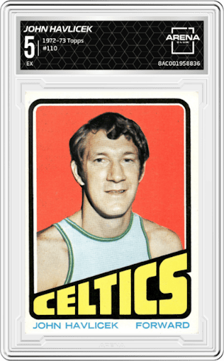 John Havlicek from the 1972-73 Topps Basketball set graded by Arena Club and given an overall grade of 5.