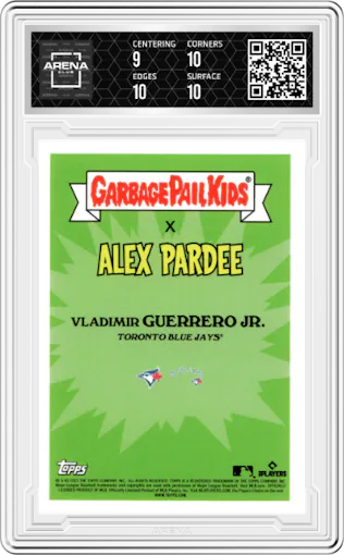 Tom Nator from the 2022 Topps X MLB Garbage Pail Kids set featuring a S2 Foil Silver parallel graded by Arena Club and given an overall grade of 9.5.