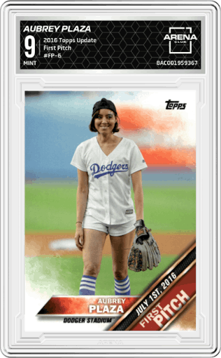 Aubrey Plaza from the 2016 Topps Update Series set graded by Arena Club and given an overall grade of 9.