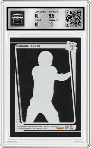 Hendon Hooker from the 2023 Panini Chronicles Draft Picks set featuring a Blue parallel graded by Arena Club and given an overall grade of 10.