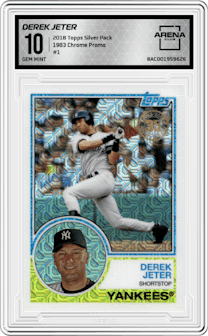 Derek Jeter from the 2018 Topps Silver Pack  set graded by Arena Club and given an overall grade of 10.