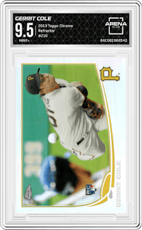Gerrit Cole from the 2013 Topps Chrome set featuring a Refractor parallel graded by Arena Club and given an overall grade of 9.5.