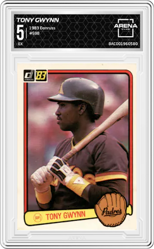 Tony Gwynn from the 1983 Donruss set graded by Arena Club and given an overall grade of 5.