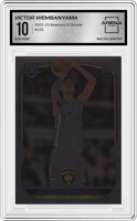 Victor Wembanyama from the 2022-23 Bowman University Chrome set graded by Arena Club and given an overall grade of 10.