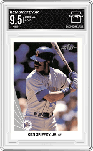 Ken Griffey Jr. from the 1990 Leaf set graded by Arena Club and given an overall grade of 9.5.