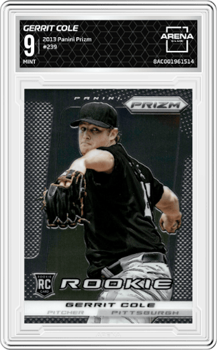Gerrit Cole from the 2013 Panini Prizm set graded by Arena Club and given an overall grade of 9.