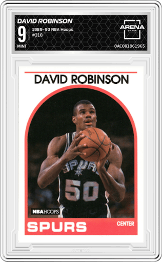 David Robinson from the 1989-90 NBA Hoops  set graded by Arena Club and given an overall grade of 9.