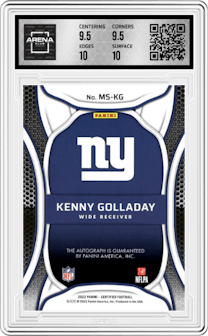 Kenny Golladay from the 2022 Panini Certified set featuring a Mirror Red parallel graded by Arena Club and given an overall grade of 10.