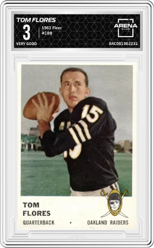 Tom Flores from the 1961 Fleer set graded by Arena Club and given an overall grade of 3.