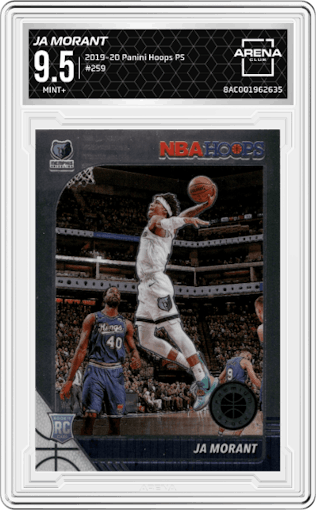 Ja Morant from the 2019-20 Panini Hoops Premium Stock set graded by Arena Club and given an overall grade of 9.5.