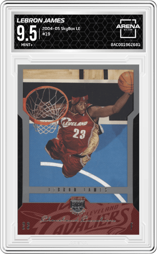 LeBron James from the 2004-05 SkyBox LE set graded by Arena Club and given an overall grade of 9.5.