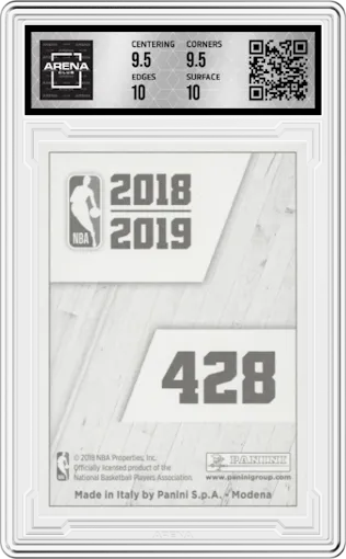 Luka Doncic from the 2018-19 Panini Stickers set graded by Arena Club and given an overall grade of 10.