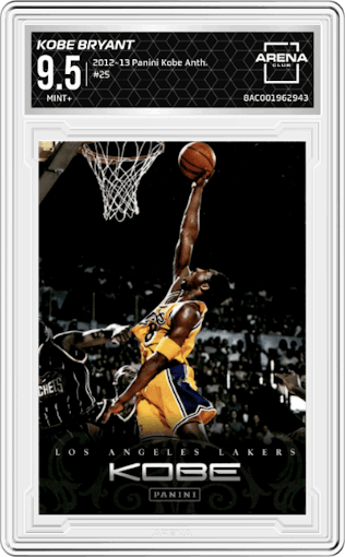 Kobe Bryant  from the 2012-13 Panini Kobe Anthology  set graded by Arena Club and given an overall grade of 9.5.