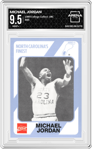 Michael Jordan  from the 1989 Collegiate Collection North Carolina's Finest set graded by Arena Club and given an overall grade of 9.5.