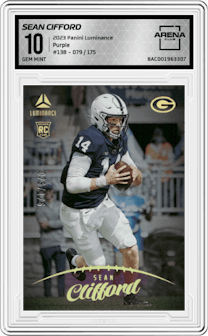 Sean Cifford from the 2023 Panini Luminance set featuring a Purple parallel graded by Arena Club and given an overall grade of 10.