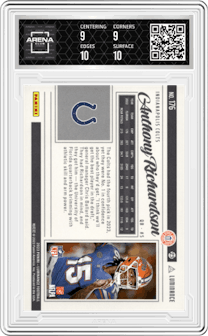 Anthony Richardson from the 2023 Panini Luminance set graded by Arena Club and given an overall grade of 9.5.