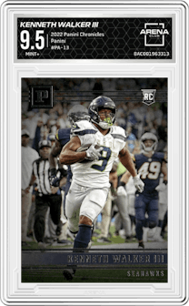 Kenneth Walker III from the 2022 Panini Chronicles set graded by Arena Club and given an overall grade of 9.5.
