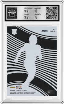 Kenneth Walker III from the 2022 Panini Chronicles set graded by Arena Club and given an overall grade of 10.