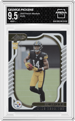 George Pickens from the 2022 Panini Absolute set graded by Arena Club and given an overall grade of 9.5.