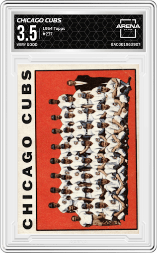 Chicago Cubs from the 1964 Topps set graded by Arena Club and given an overall grade of 3.5.