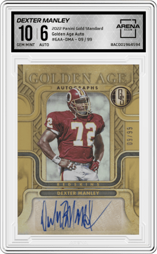 Dexter Manley from the 2022 Panini Gold Standard set graded by Arena Club and given an overall grade of 10.