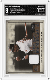 Eddie Murray from the 2008 SP Legendary Cuts set featuring a Copper parallel graded by Arena Club and given an overall grade of 9.