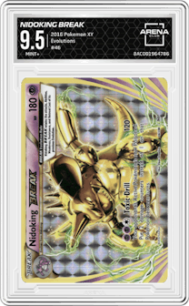 Nidoking BREAK from the 2016 Pokemon XY set graded by Arena Club and given an overall grade of 9.5.
