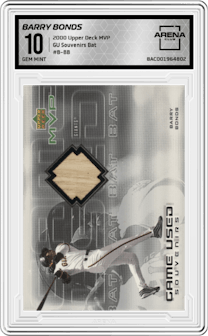 Barry Bonds from the 2000 Upper Deck MVP set graded by Arena Club and given an overall grade of 10.