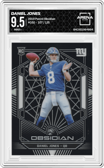 Daniel Jones from the 2019 Panini Obsidian set graded by Arena Club and given an overall grade of 9.5.