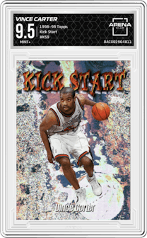 Vince Carter from the 1998-99 Topps set graded by Arena Club and given an overall grade of 9.5.