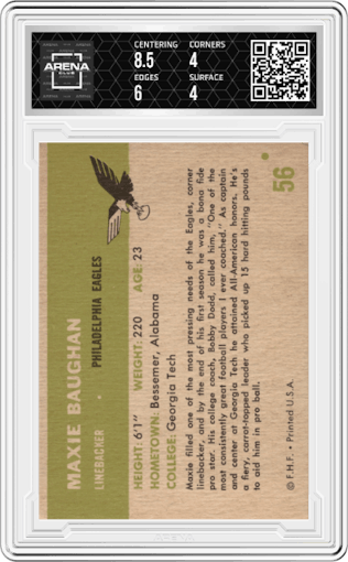  Maxie Baughan from the 1961 Fleer set graded by Arena Club and given an overall grade of 4.5.