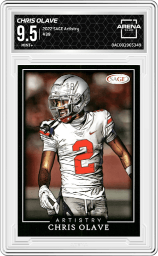 Chris Olave from the 2022 SAGE Artistry set graded by Arena Club and given an overall grade of 9.5.