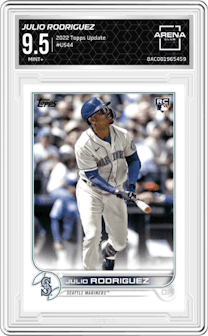 Julio Rodriguez from the 2022 Topps Update  set graded by Arena Club and given an overall grade of 9.5.