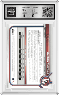  Dalton Rushing from the 2022 Bowman Draft set graded by Arena Club and given an overall grade of 10.