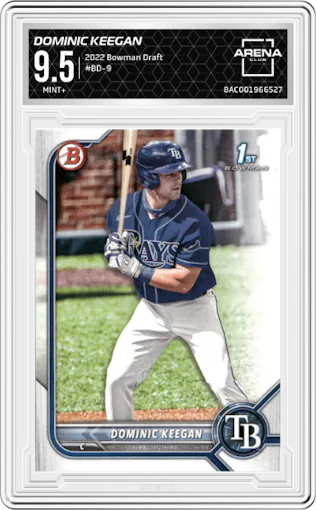 Dominic Keegan from the 2022 Bowman Draft set graded by Arena Club and given an overall grade of 9.5.