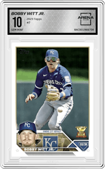 Bobby Witt Jr. from the 2023 Topps Series 1 set graded by Arena Club and given an overall grade of 10.