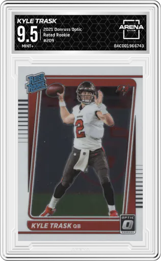 Kyle Trask from the 2021 Panini Donruss Optic set graded by Arena Club and given an overall grade of 9.5.