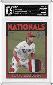 Luis Garcia from the 2021 Topps set featuring a Red parallel graded by Arena Club and given an overall grade of 8.5.