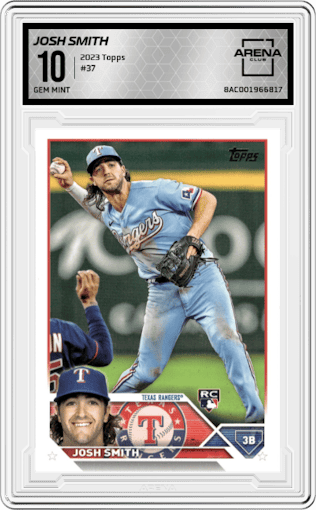 Josh Smith from the 2023 Topps Series 1 set graded by Arena Club and given an overall grade of 10.
